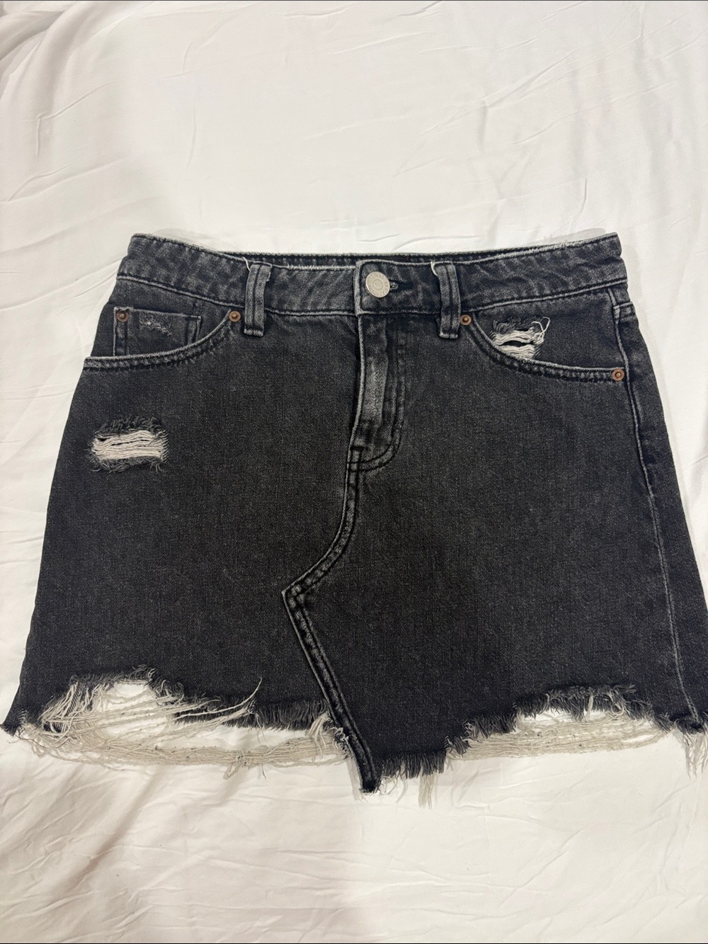 Urban Outfitters BDG Black Distressed Denim Mini Skirt